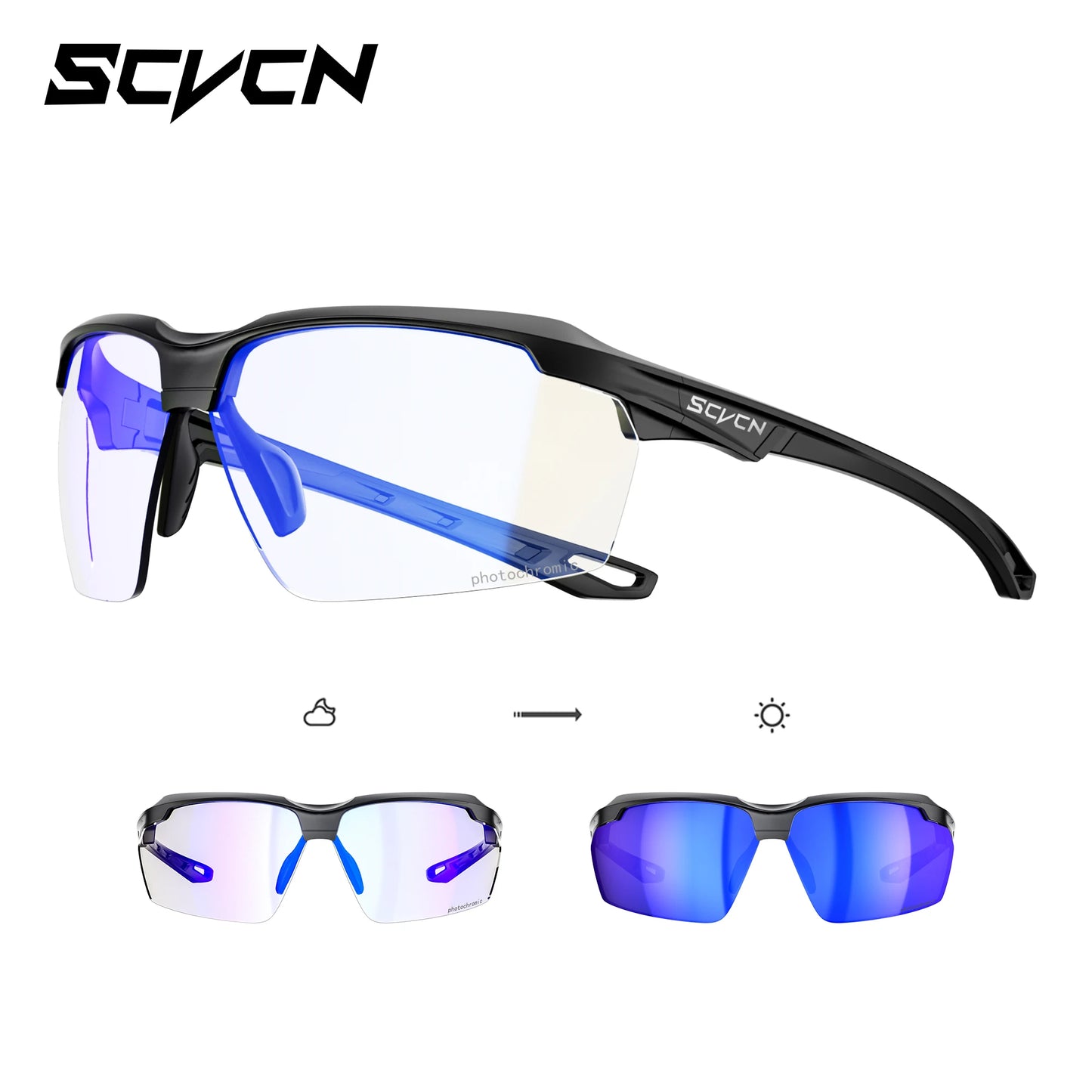 SCVCN Photochromic Cycling Sunglasses UV400 Sports Glasses