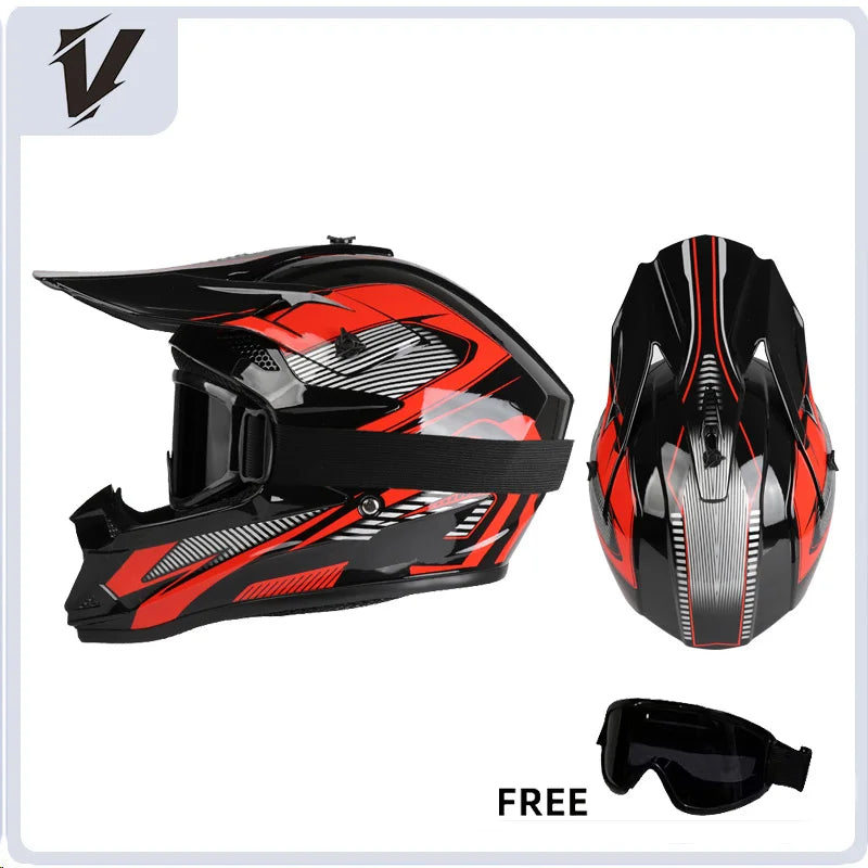 VGV Motocross Helmet Set with Goggles, Gloves & Face Cover