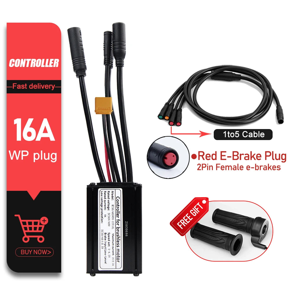 KT Waterproof E-Bike Controller 36V/48V – 14A to 35A Brushless Motor Controller