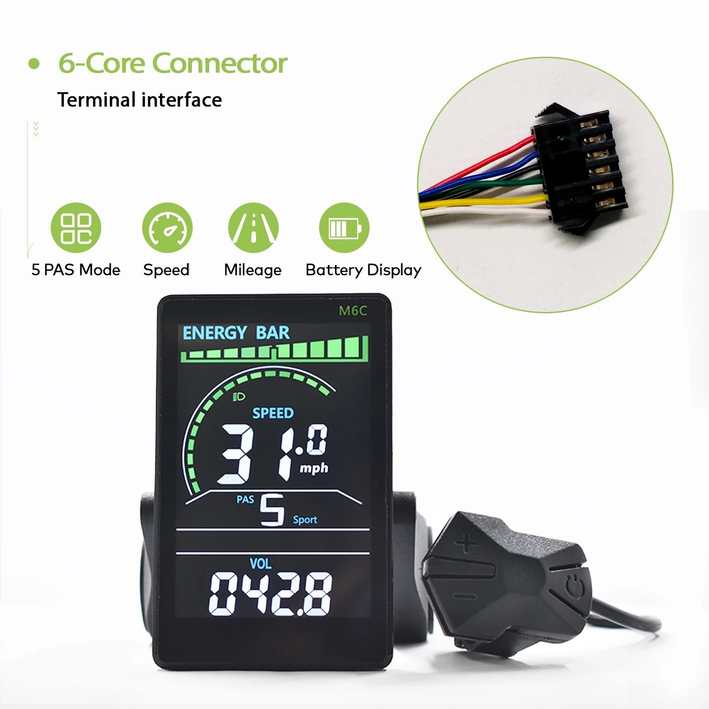 Electric Bike LCD Cycle Computer Digital Multi-Colour Speedometer Display