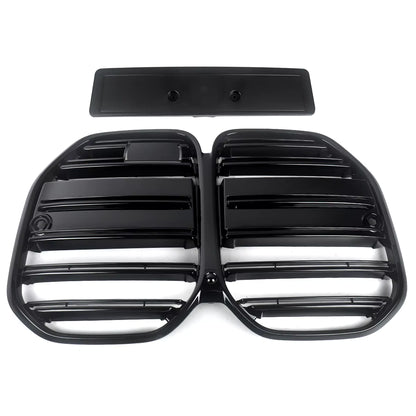 Calandre avant style M4 compatible avec BMW Série 4 G22 G23 420i 430i 435i M440i 2021-2024, calandre de course type « rein » noir brillant