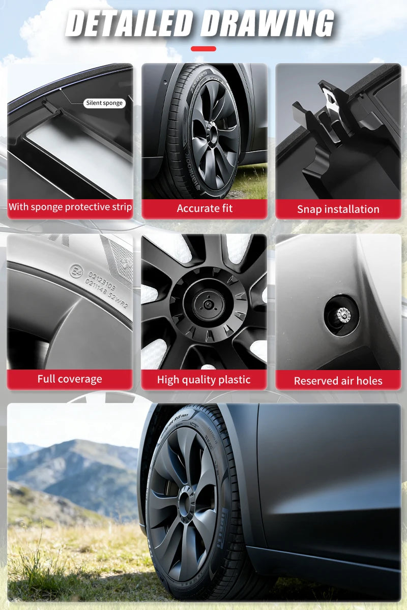 Tesla Model Y 19-Inch Performance Hub Caps 4-Piece Set