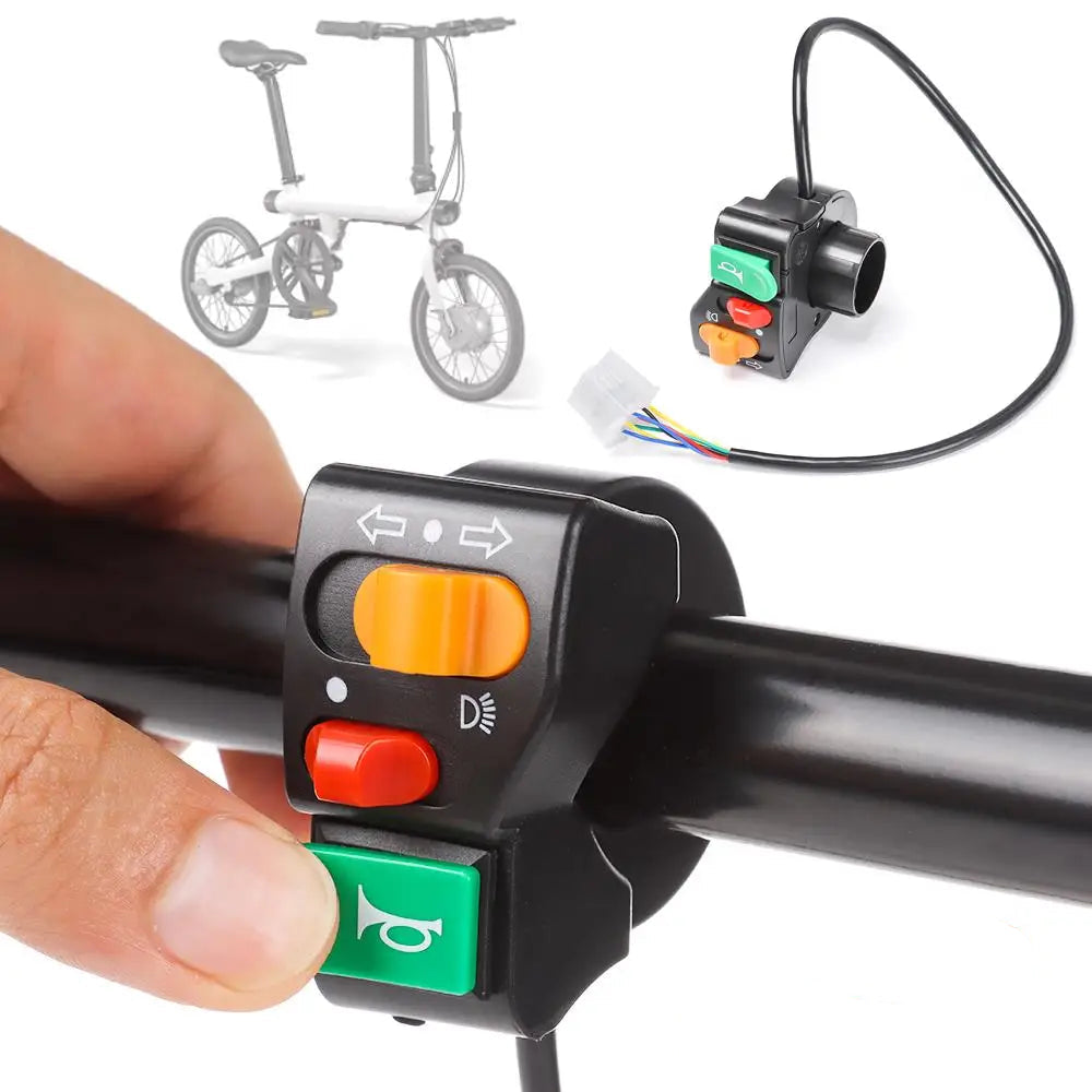 3-in-1 E-Bike-Lenkerleuchte, Hupe & Blinkerschalter für Elektrofahrräder & Roller