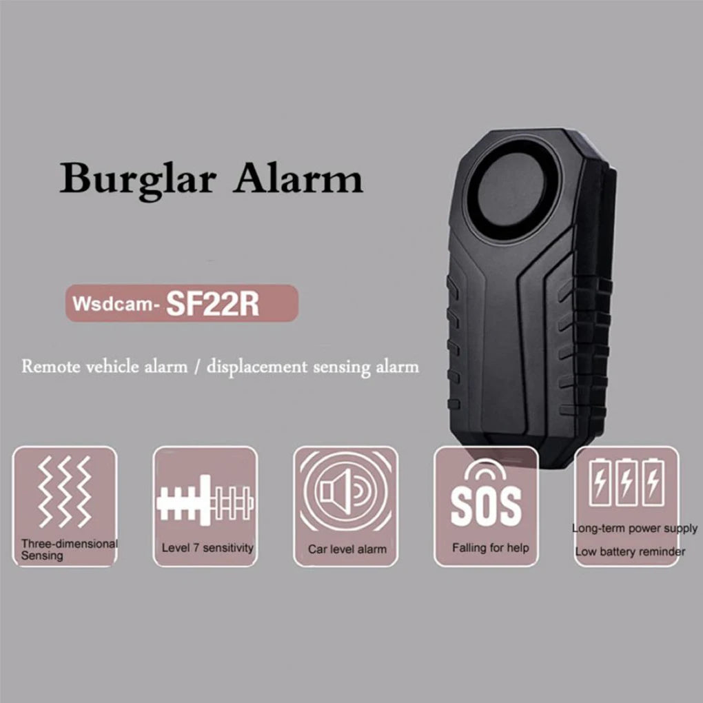 Wireless Waterproof Bike Vibration Alarm with Remote Control