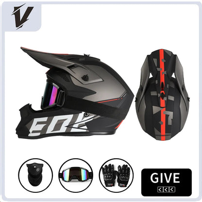 VGV Motocross Helmet Set with Goggles, Gloves & Face Cover