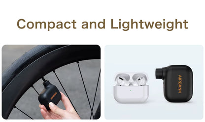 AIRBANK Pocket SE Mini Tragbare elektrische Pumpe für Fahrräder Kabellose Reifenpumpe Presta Schrader Ventil Fahrradzubehör Schnelles Laden