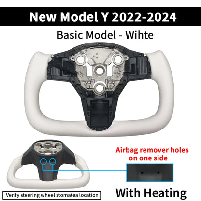 Nappa Leather Racing Yoke Steering Wheel for Tesla Model 3 / Model Y