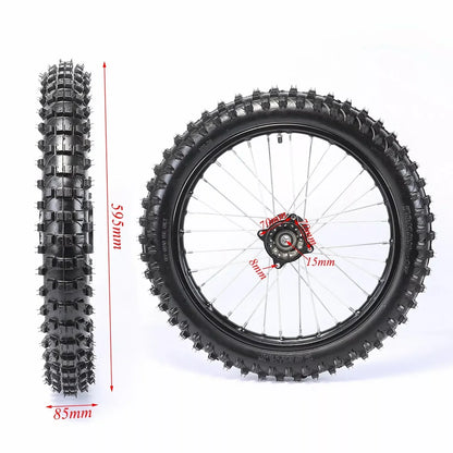 TDPRO Dirt Pit Bike 70/100-17 (2.75x17) 1.6x17 Vorderradreifen mit Schlauch und 15mm Lager für Apollo 125 SSR SDG