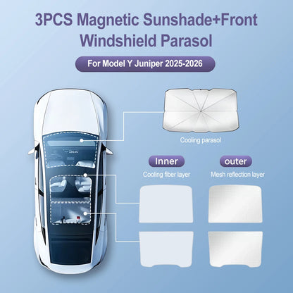 Tesla Model 3 Highland / Model Y Juniper Full Sunshade Set