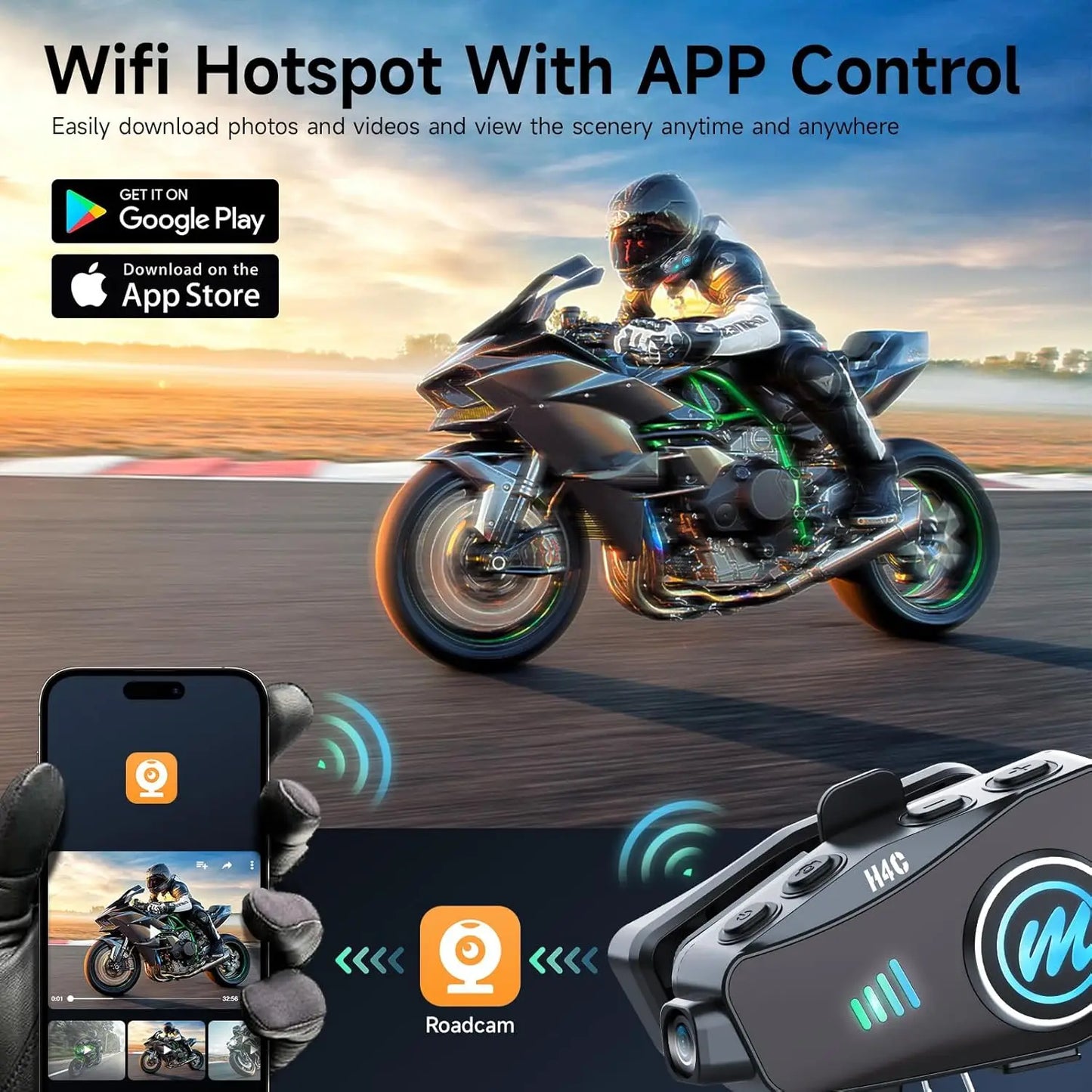 MOMAN 1080P HD Helm-Kamera-Headset und Bluetooth