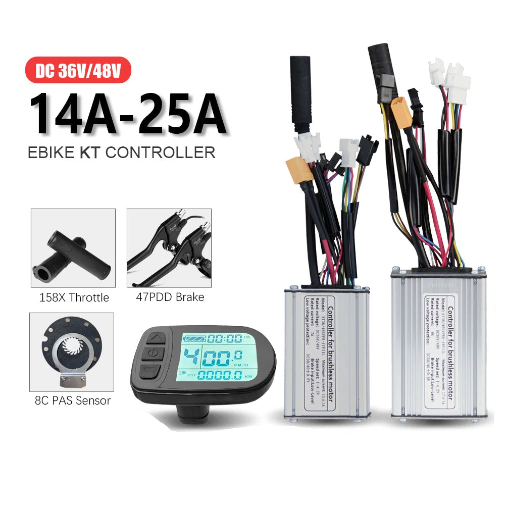 KT Sine Wave E-Bike Controller with LCD5 Display – 36V/48V Waterproof Kit