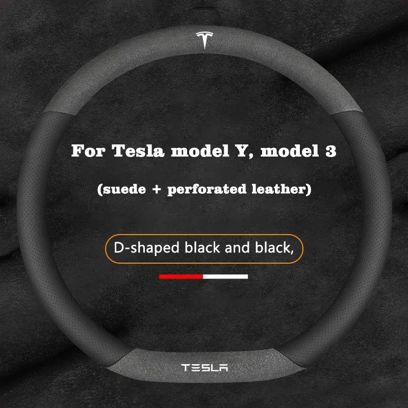 Suede Steering Wheel Cover for Tesla Model 3 / Model Y / Model S / Model X