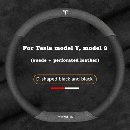 Suede Steering Wheel Cover for Tesla Model 3 / Model Y / Model S / Model X