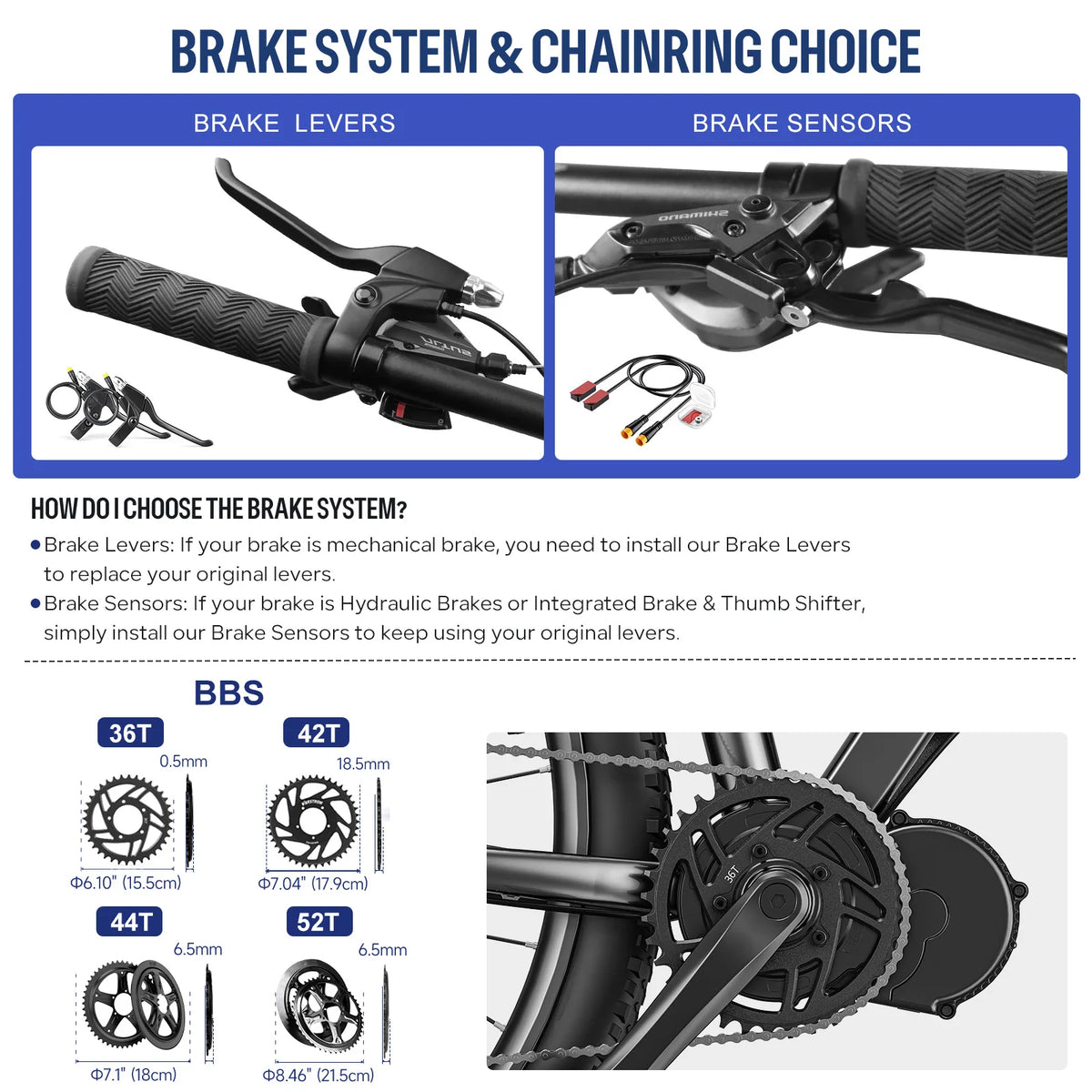 Kit de conversion pour vélo électrique à moteur central BAFANG BBS02B 48V 500W 750W