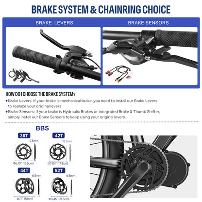 Kit de conversion pour vélo électrique à moteur central BAFANG BBS02B 48V 500W 750W