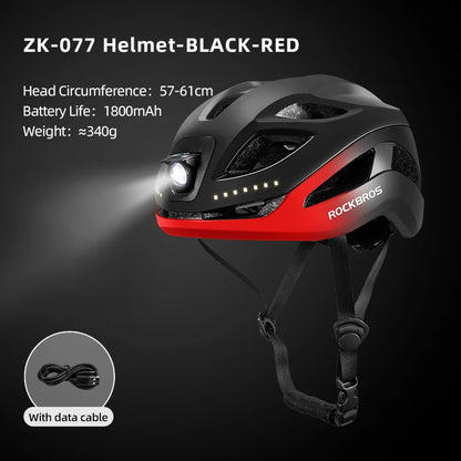 ROCKBROS Rechargeable Cycling Helmet with Front and Rear Light