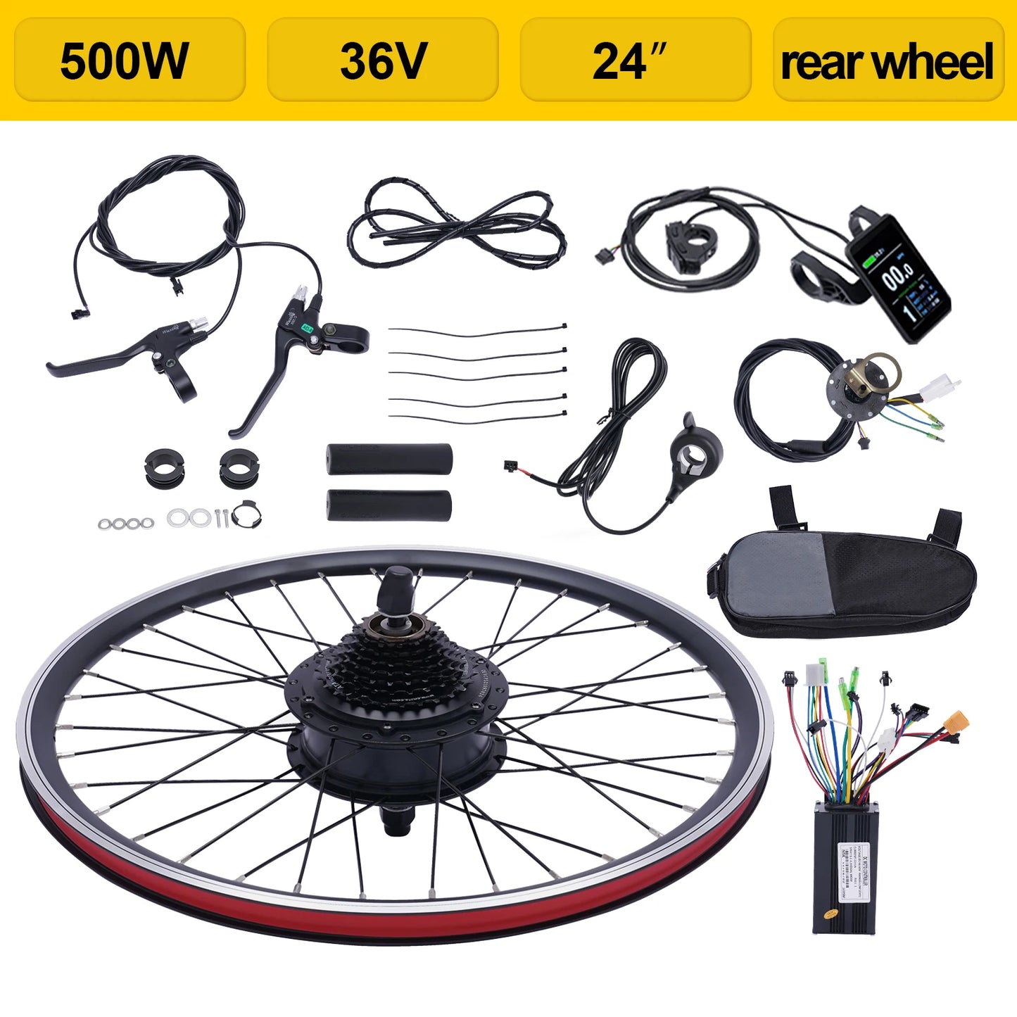 24 Zoll E-Bike Umbausatz 36V 500W Elektrofahrrad Hochwertiges Hinterrad Motor-Naben-Set E-Bike Rad-Kit