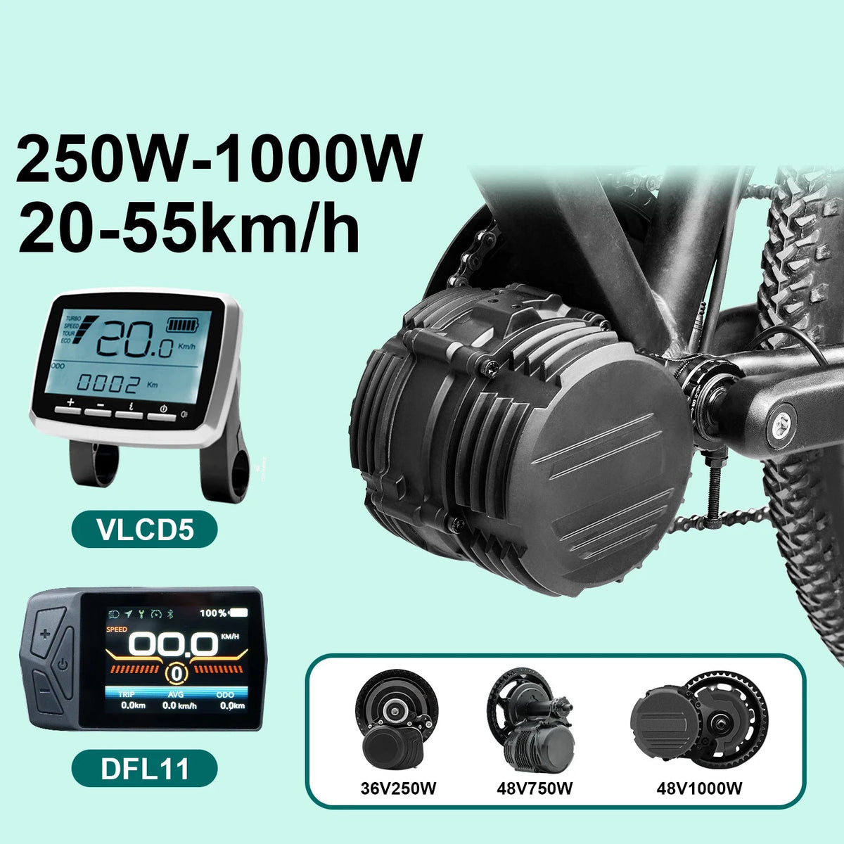 TONGSHENG Mittelmotor-Umrüstsatz mit Drehmomentsensor für E-Bikes