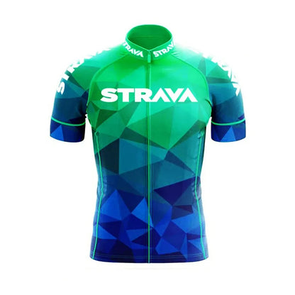 Strava Men's Summer Cycling Jersey & Bib Shorts Set with Padded Chamois