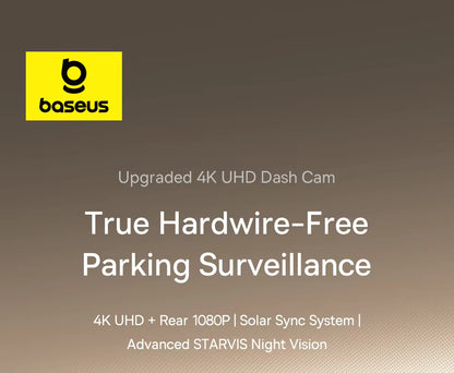 Baseus 4K + 1080P Dual Dash Cam with Sony STARVIS, GPS & Wi-Fi 6