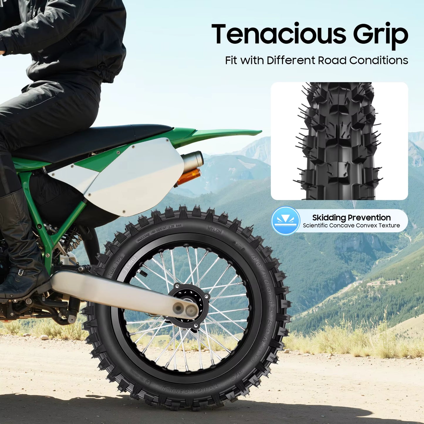 80/100-12 60/100-14 Radnabe mit Reifen, Speichenfelgensatz für Offroad-Motorräder, Vorderrad-Hinterrad-Baugruppe, Upgrade-Modifikation