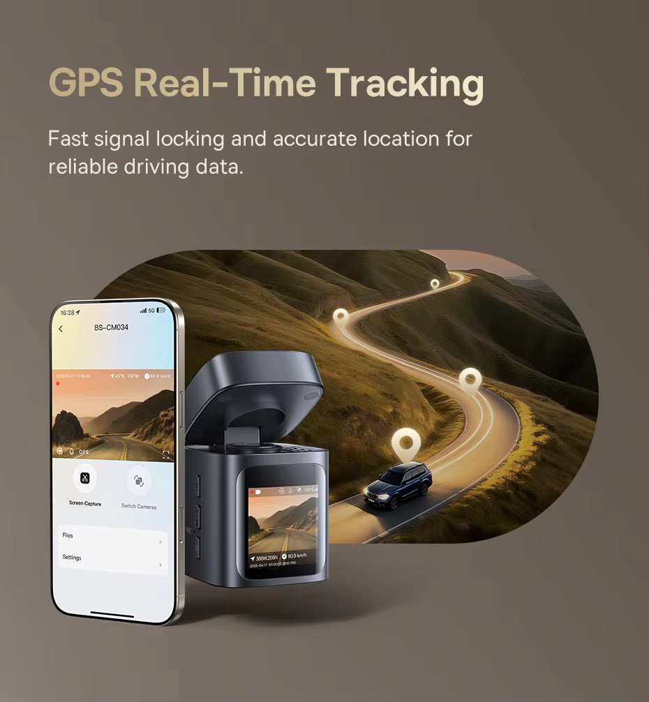 Baseus 4K + 1080P Dual Dash Cam with Sony STARVIS, GPS & Wi-Fi 6