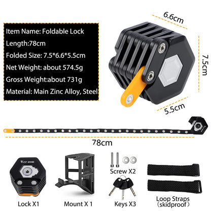 WEST BIKING Alloy Steel Folding Bike Lock