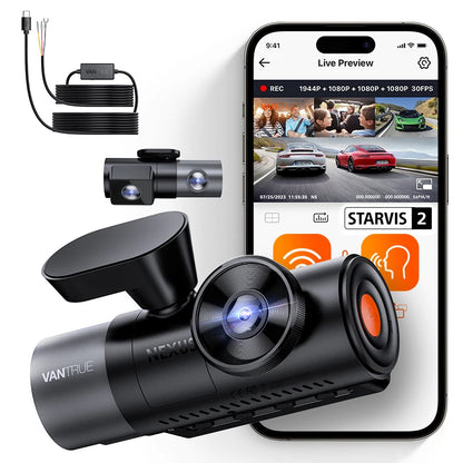 Caméra embarquée 4 canaux Vantrue N5 à 360° avec WiFi, GPS et vision nocturne infrarouge