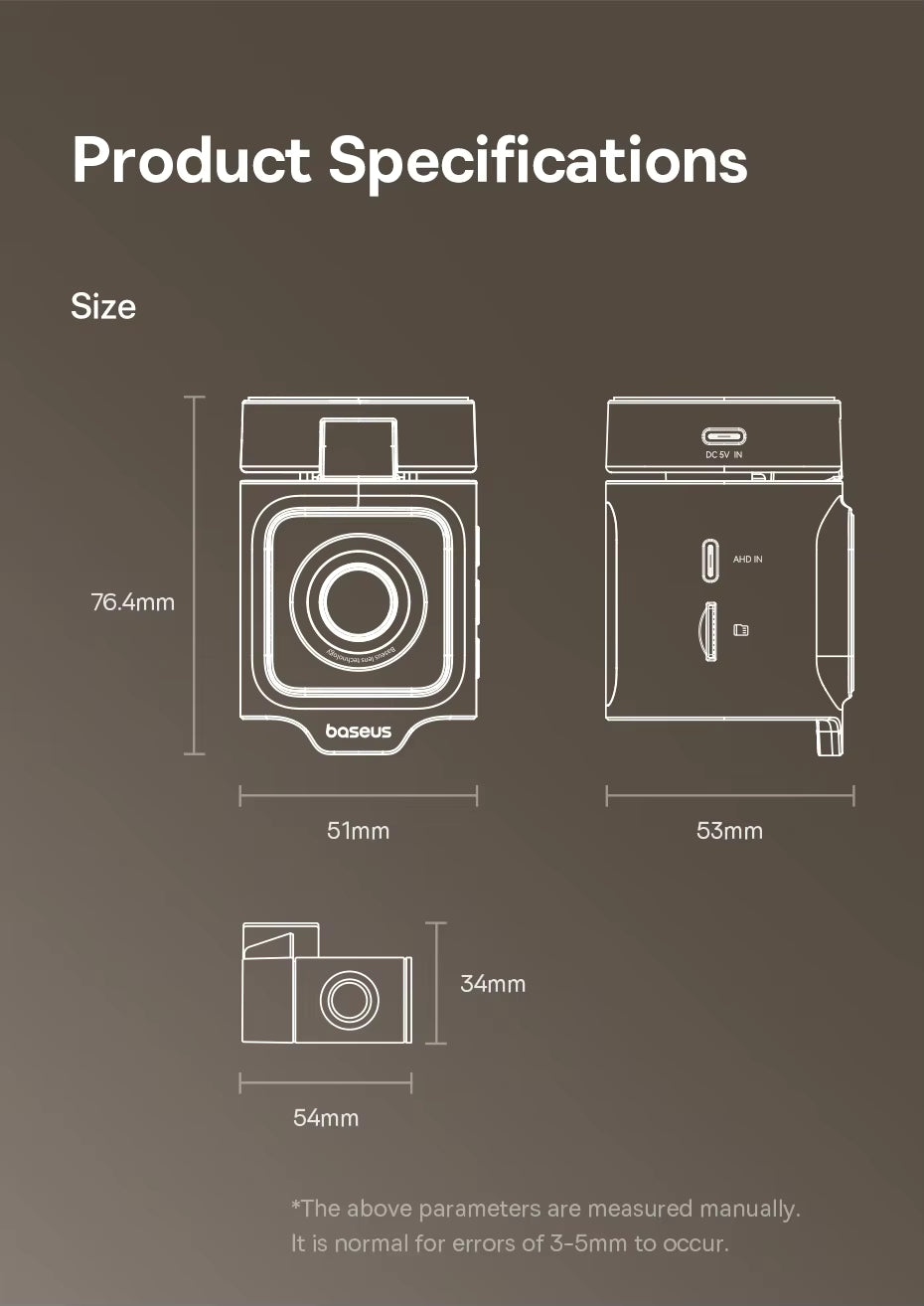 Baseus 4K + 1080P Dual Dash Cam with Sony STARVIS, GPS & Wi-Fi 6