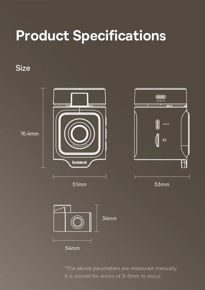 Baseus 4K + 1080P Dual Dash Cam with Sony STARVIS, GPS & Wi-Fi 6