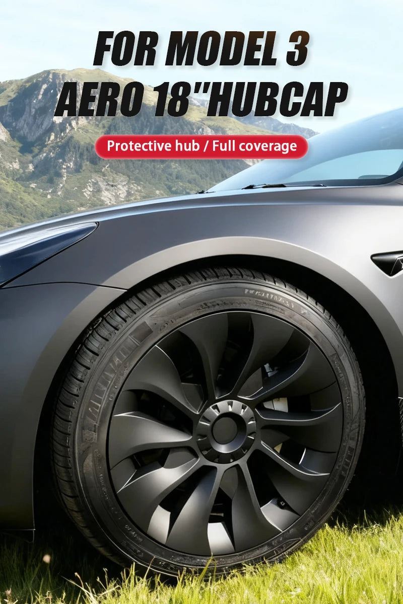 Tesla Model 3 18-Inch Performance Hub Caps 4-Piece Set
