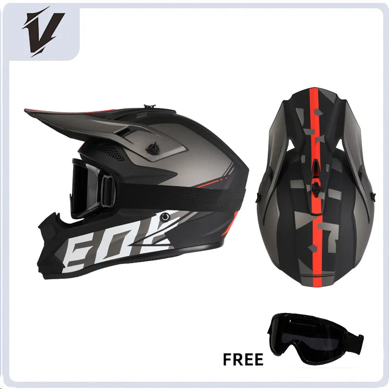 VGV Motocross Helmet Set with Goggles, Gloves & Face Cover