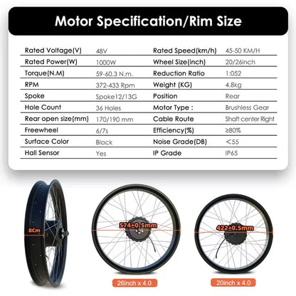 Snow 48V 1000W E-Bike Conversion Kit