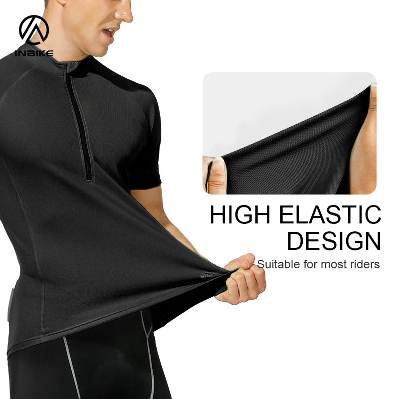 INBIKE Men's Summer Cycling Jersey Quick Dry with 3 Rear Pockets & Reflective Details