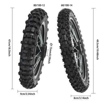 80/100-12 60/100-14 Radnabe mit Reifen, Speichenfelgensatz für Offroad-Motorräder, Vorderrad-Hinterrad-Baugruppe, Upgrade-Modifikation