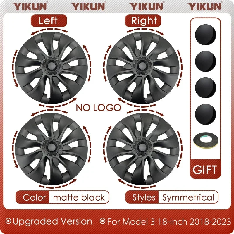 Tesla Model 3 18-Inch Performance Hub Caps 4-Piece Set