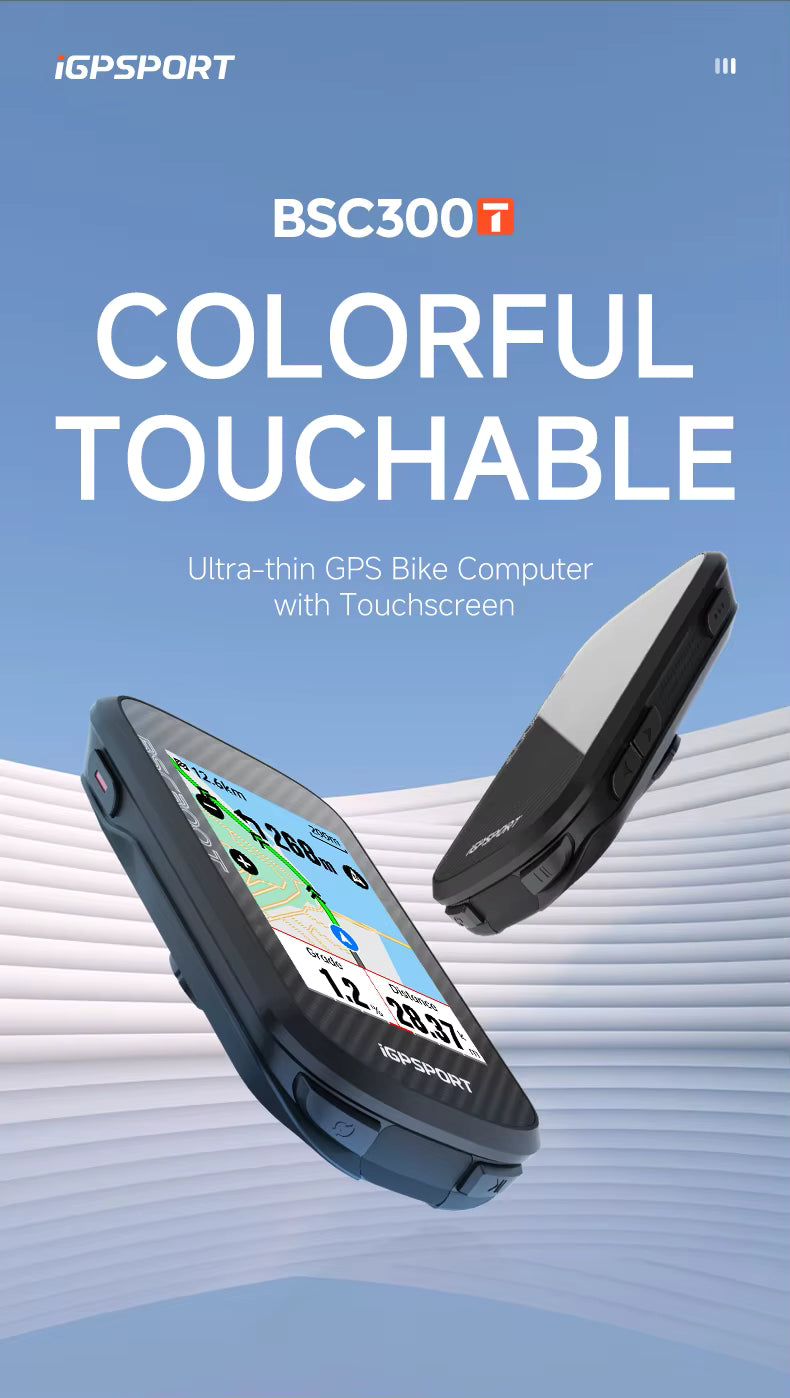 iGPSPORT BSC300T Touchscreen-Fahrradcomputer Globale farbige Karte Drahtloser Radcomputer E-Bike-Unterstützung