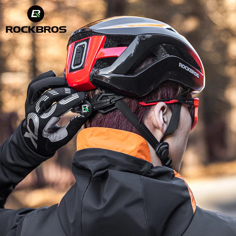 ROCKBROS Rechargeable Cycling Helmet with Front and Rear Light