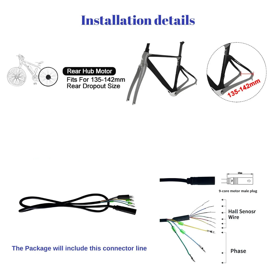 Kit de conversion pour vélo électrique avec moteur moyeu arrière 36V 250W