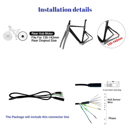 Kit de conversion pour vélo électrique avec moteur moyeu arrière 36V 250W