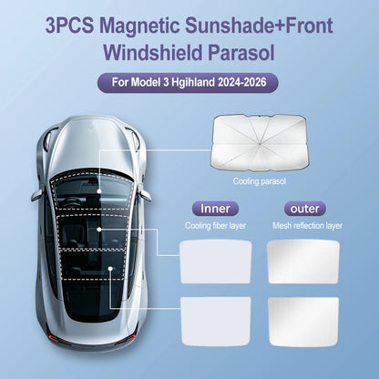 Tesla Model 3 Highland / Model Y Juniper Full Sunshade Set