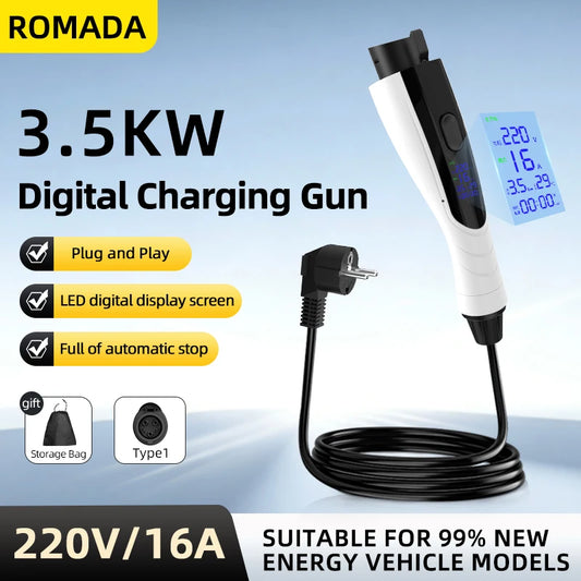 ROMADA 16A 3.5kW Portable Type 1 EV Charger