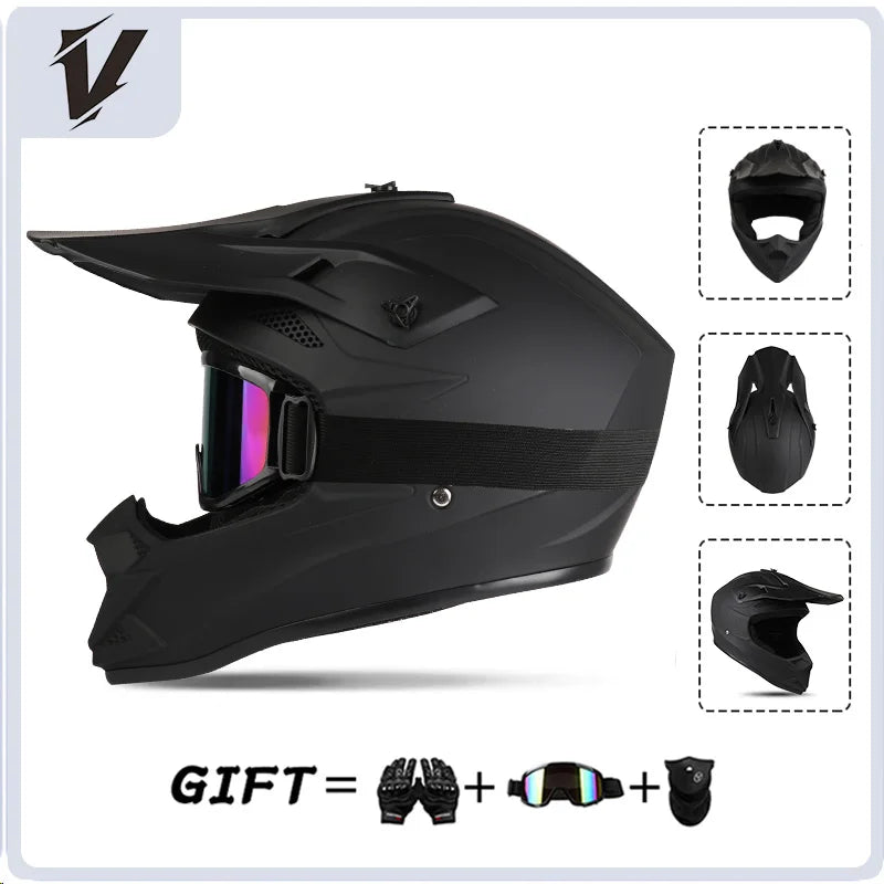 VGV Motocross Helmet Set with Goggles, Gloves & Face Cover