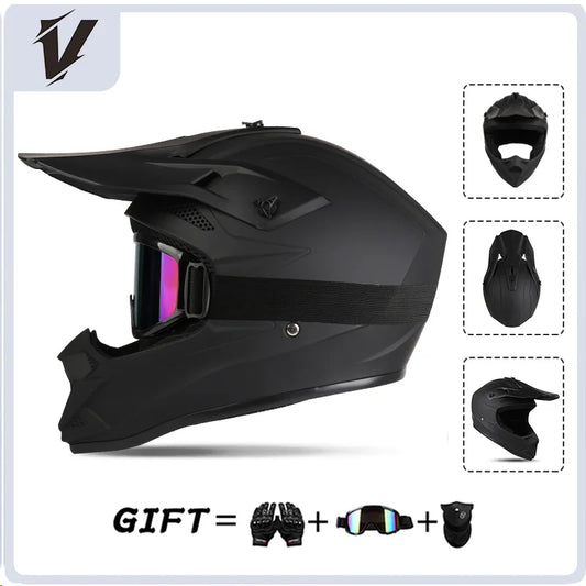 VGV Motocross Helmet Set with Goggles, Gloves & Face Cover