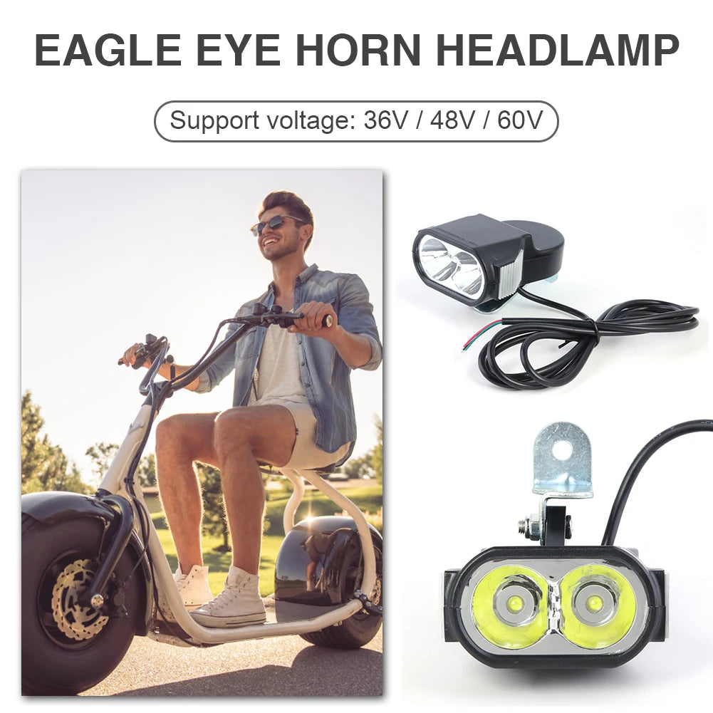 36V/48V/60V Electric Bike LED Headlight for Electric Bikes & Scooters