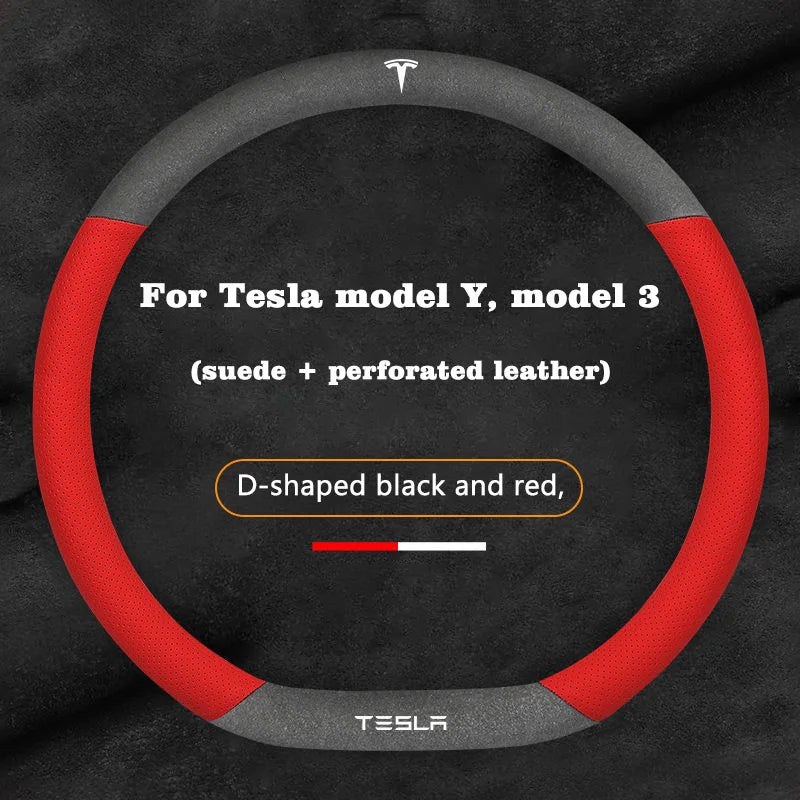 Suede Steering Wheel Cover for Tesla Model 3 / Model Y / Model S / Model X