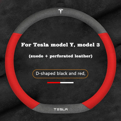 Suede Steering Wheel Cover for Tesla Model 3 / Model Y / Model S / Model X