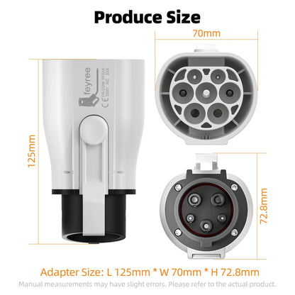 Feyree Type 2 to Type 1 EV Charging Adapter 16A / 32A