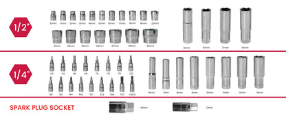 95-Piece CR-V Steel Socket Wrench Set with 1/4-Inch & 1/2-Inch Drives