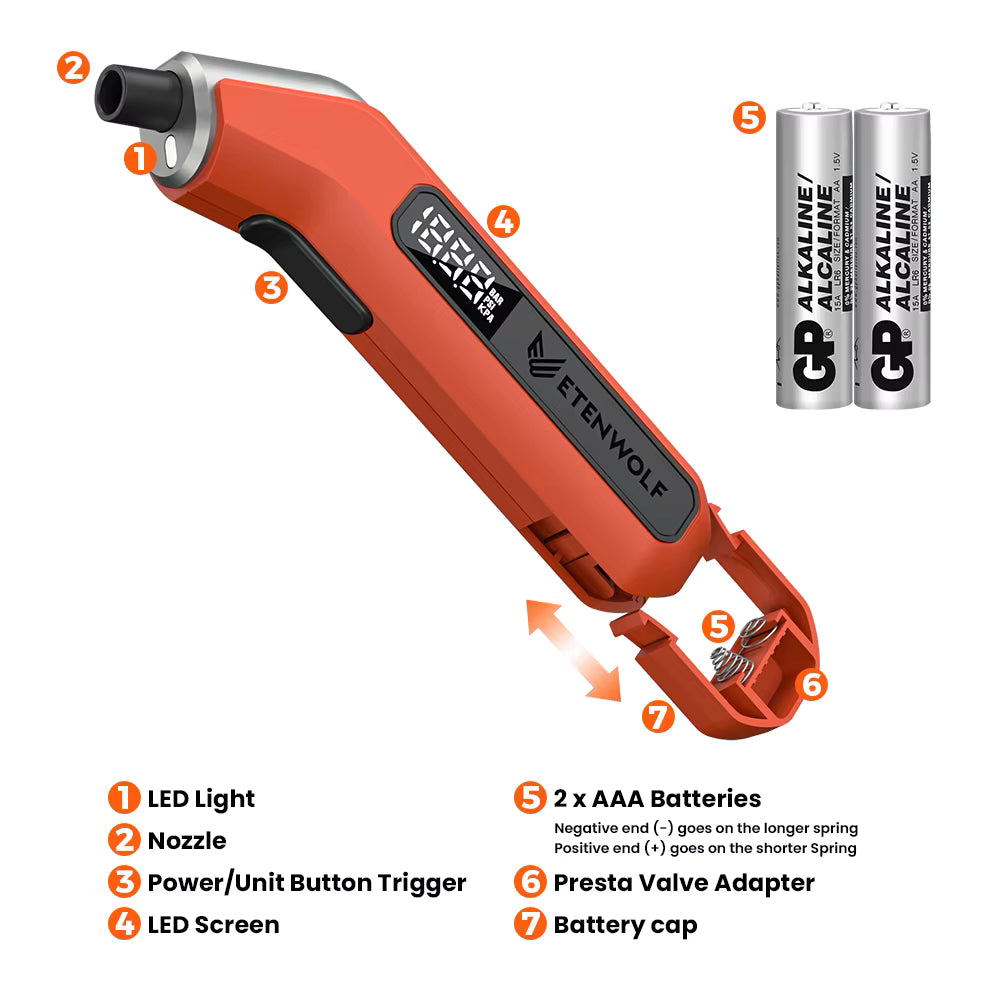 Manomètre électronique pour pneus ETENWOLF T300 3-200 PSI